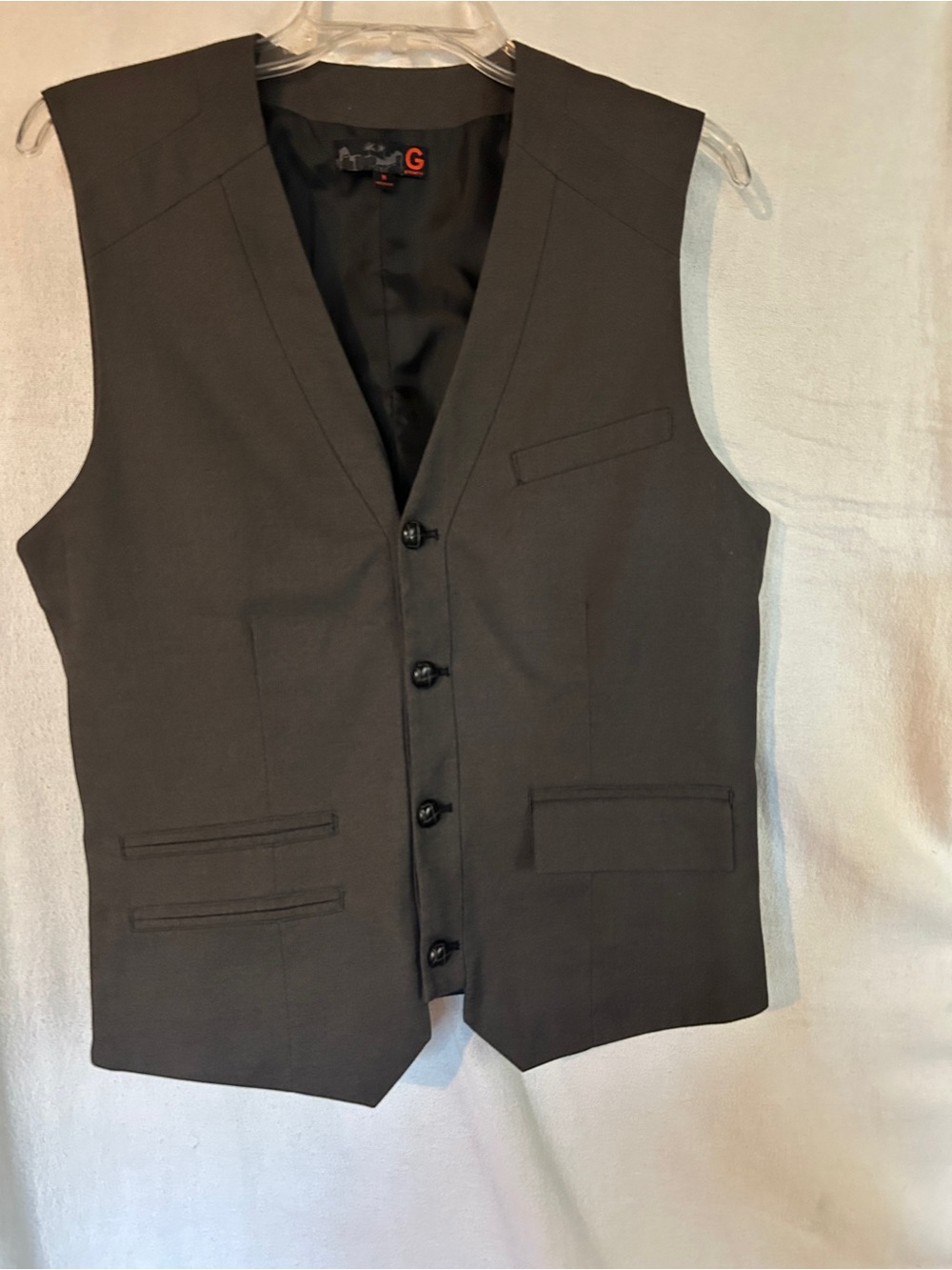 G by Guess Men's Charcoal Black Dress Vest